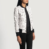 Tabin White Leather Bomber Jacket